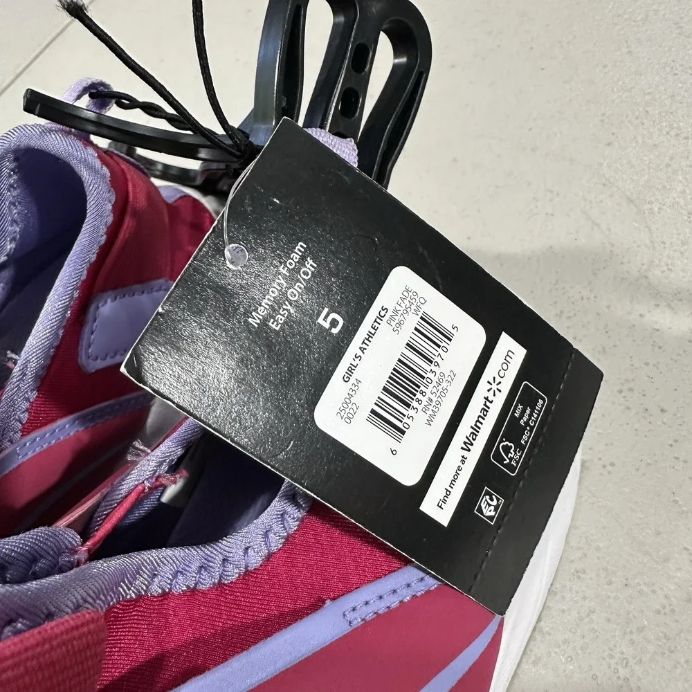 Walmart Athletic Works Toddler Girl StepIn Sneakers Pink Fade Size 5 NWT